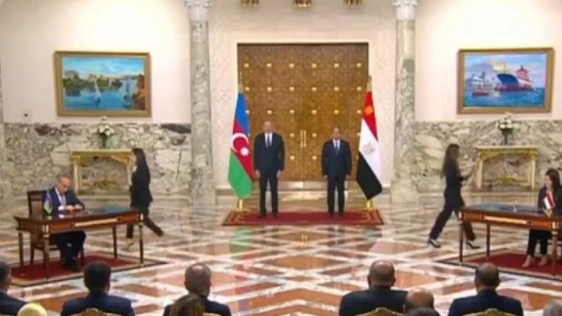 السيسي ورئيس أذربيجان يشهدان توقيع عدد من اتفاقيات