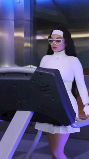 هيفاء وهبي تسير بفستان رياضي قصير على التريد ميل (2)