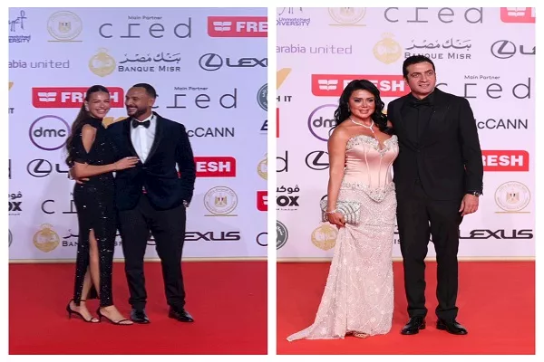 رانيا يوسف وزوجها وهنادي مهنا وأحمد خالد.. رومانسية الكابلز في افتتاح مهرجان القاهرة السينمائي