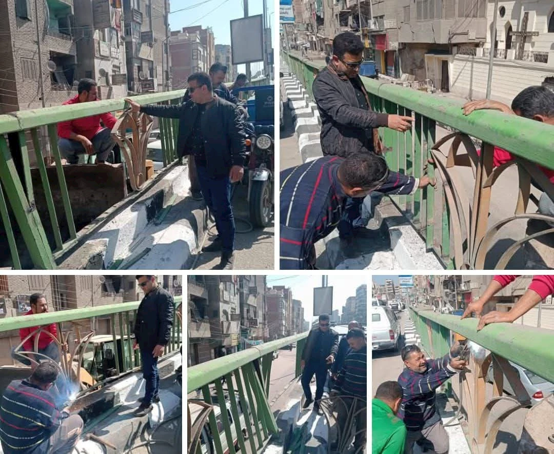 ترميم وإصلاح أسوار كوبرى الصاغة بالشرقية