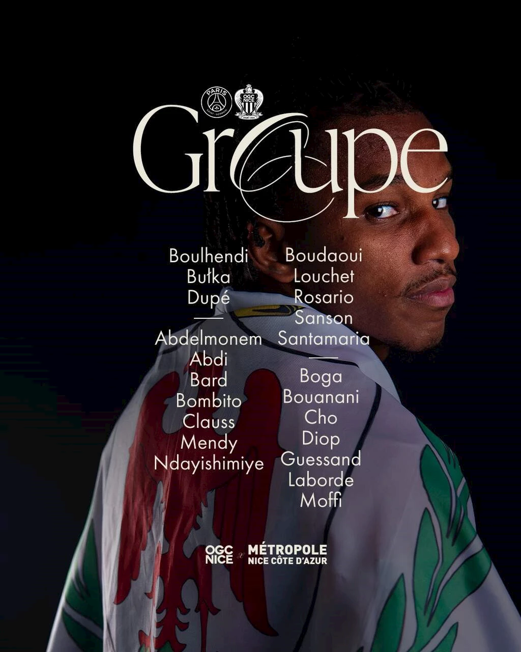 قائمة نيس لمواجهة باريس سان جيرمان