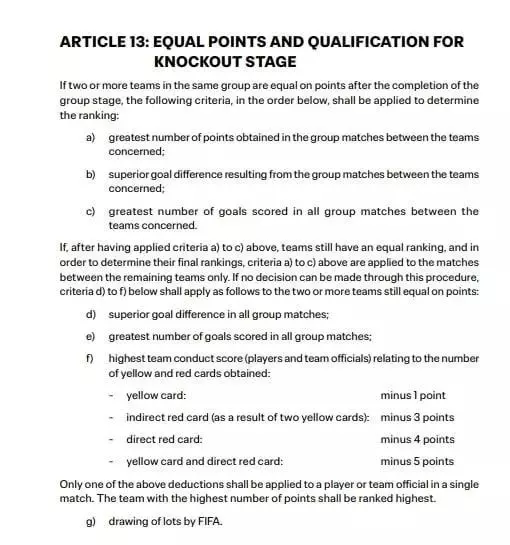 المادة 13 من لائحة كأس العالم للأندية