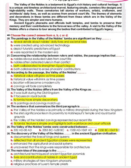 حل امتحان الإنجليزي للثانوية العامة 2025