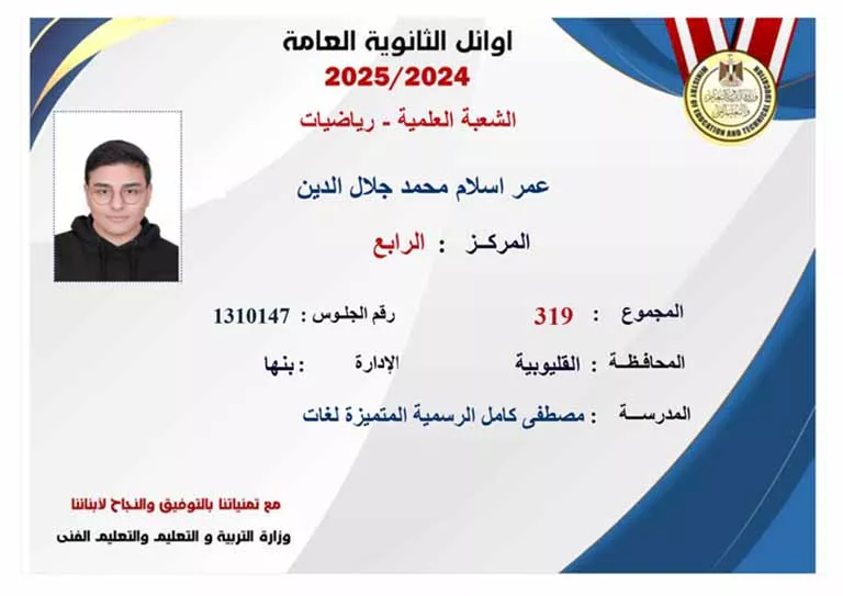 أسماء أوائل الثانوية العامة 2025 (27)