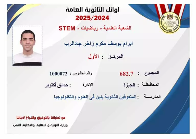 أوائل الثانوية العامة 2025.. الطالبات يكتسحن قائمة الشرف (27)