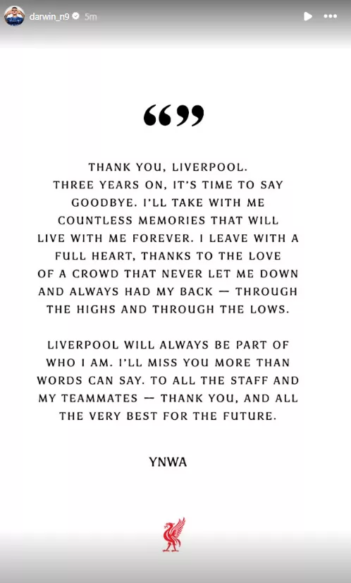 نونيز يودع جماهير ليفربول