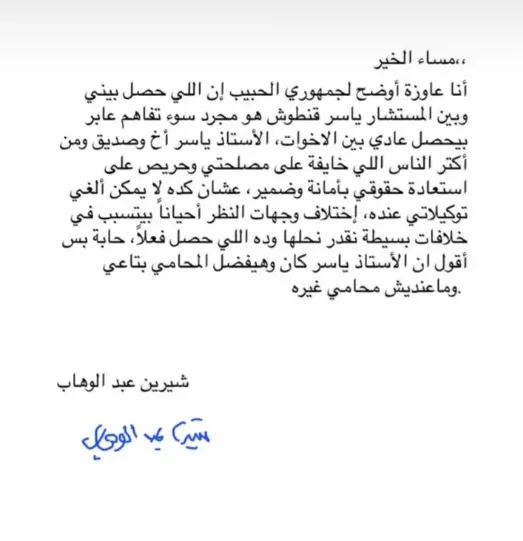 بيان شيرين على انستجرام