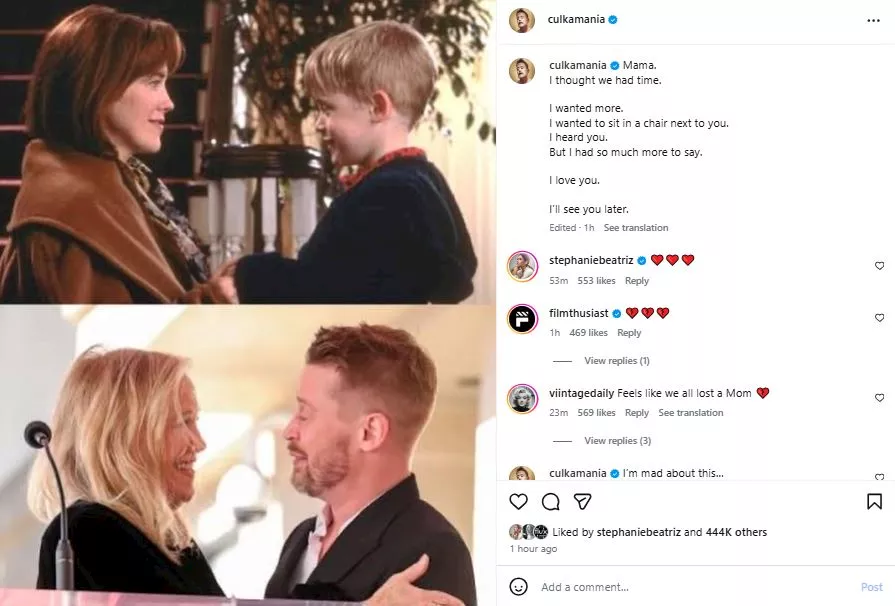 ماكولي كولكين ينعى كاثرين أوهارا برسالة مؤثرة