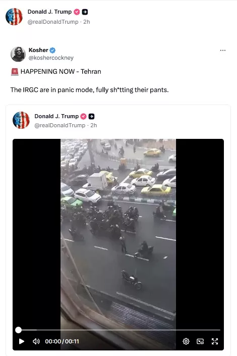 صورة من حساب ترامب على تروث سوشيال