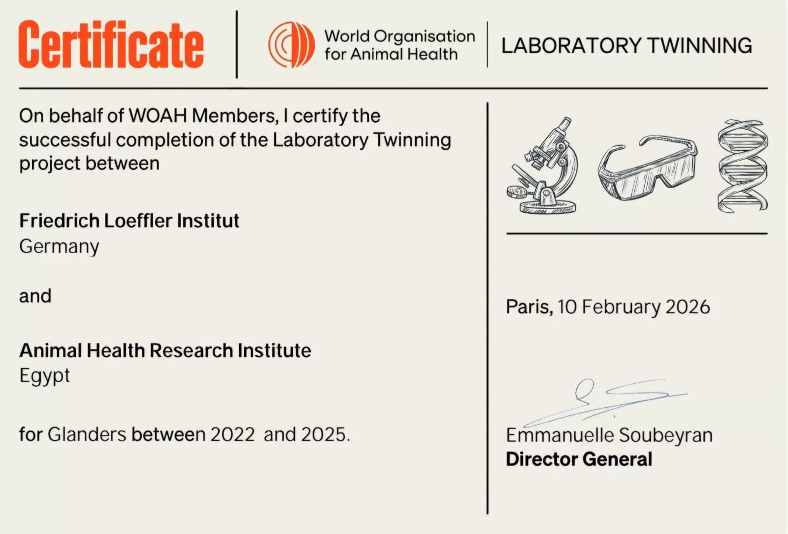 معهد بحوث الصحة الحيوانية يحصل على اعتماد دولي في تشخيص مرض الجلاندرز (1)