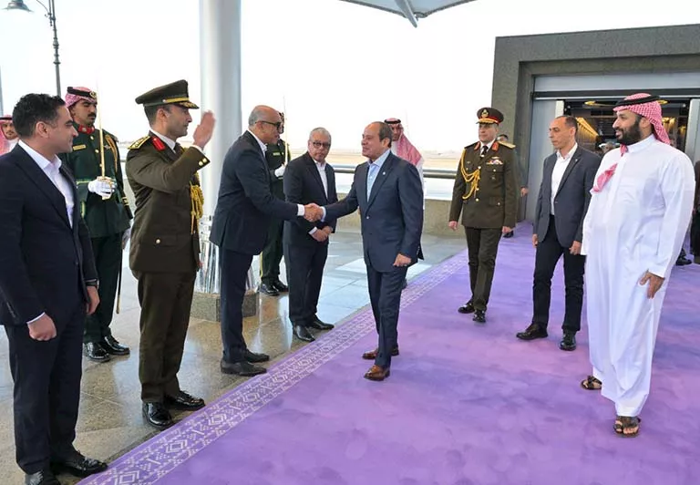 جانب من استقبال ولي العهد السعودي للرئيس السيسي اليوم