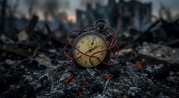 صورة درامية ترمز للهدوء الذي يسبق العاصفة، وتعبر عن هشاشة الاتفاق (AI)