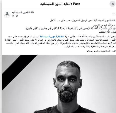 نقاة المهن السينمائية تعلن وفاةالمخرج محمد على سيد الأهل