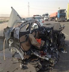 حادث هيونداي اكسنت مروع على طريق الدمام