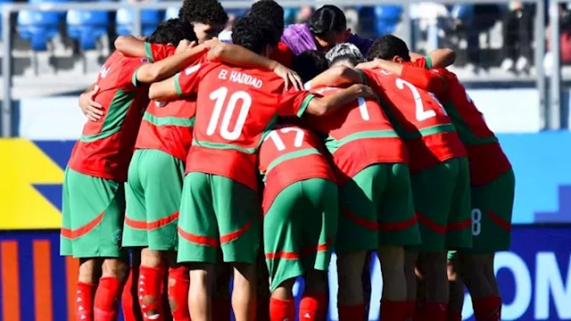 احتفال لاعبي منتخب المغرب للشباب بعد الفوز على فرن