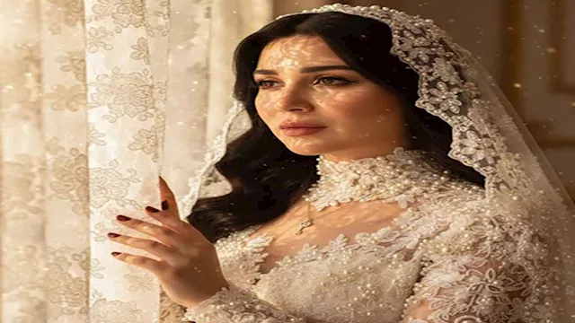 مي عز الدين بفستان زفاف بواسطة الذكاء الاصطناعي 