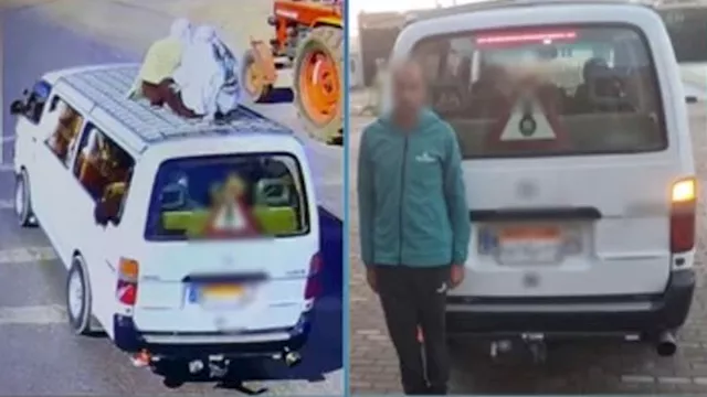 للحصول على أجرة إضافية.. سائق يسمح بجلوس فتاتين أعلى سيارة بالغربية