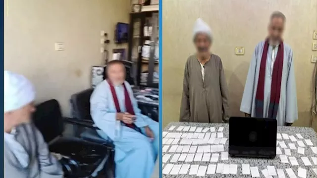 المتهمان بعد القبض عليهما بالفيوم