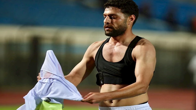 احتفال مصطفى شلبي بعد الهدف 