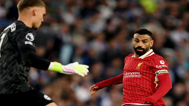 محمد صلاح خلال مباراة ليفربول وبرايتون