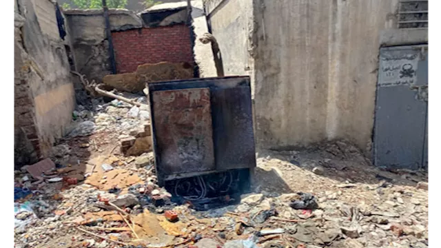 حريق بكابينة كهرباء