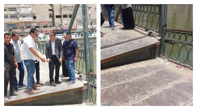 هبوط جزئي بكوبري كفر الدوار العائم 