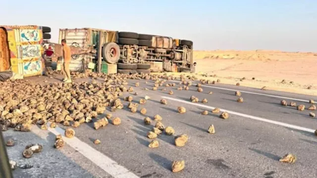 انقلاب تريلا محملة بالبنجر