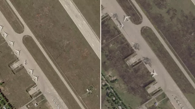 صور أقمار اصطناعية تظهر قاذفات روسية مدمرة بعد هجو