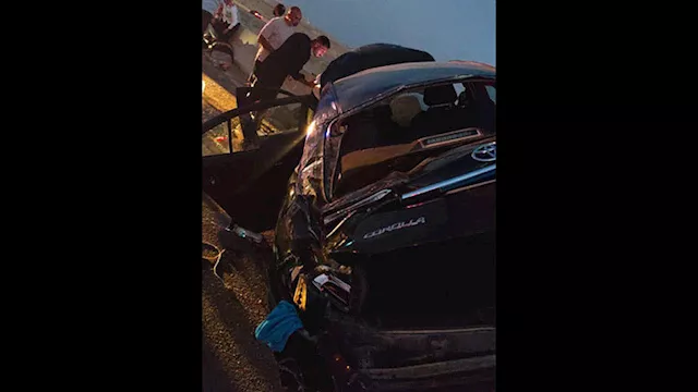 انقلاب سيارة علي طريق السخنة القطامية 