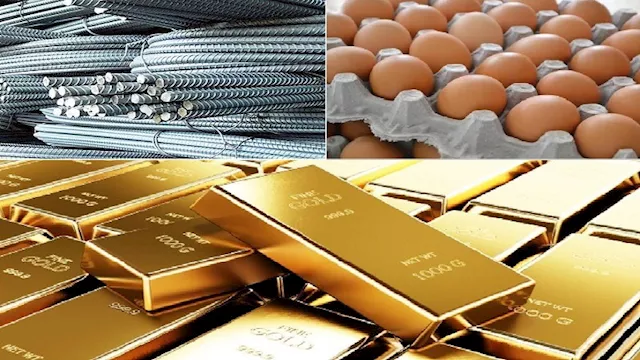  ارتفاع الحديد والبيض وانخفاض الذهب
