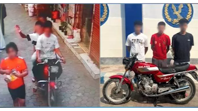 3 طلاب على موتوسيكل يعتدون على طفل في الشارع