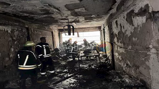 حريق مصنع الأحذية بمنطقة الزاوية الحمراء 