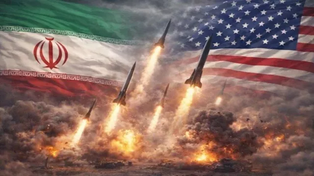 صورة مولدة بالذكاء الاصطناعي عن حرب ايران وامريكا