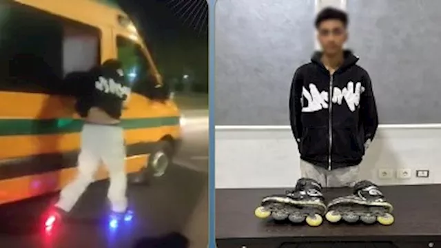 فيديو طالب تزلج خلف سيارة إسعاف في الشرقية