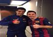 لاعبو برشلونة يحتفلون بميسي                                                                                                                           