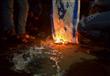 بالصور.. متظاهرو السفارة الفلسطينية يحرقون العلم الإسرائيلي