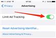 ثالثًا قُم بتغيير العلامة بجانب Limit Ad Tracking، لتشغيلها                                                                                                                                             