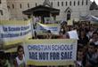 صورة من مظاهرات المدارس المسيحية أمس