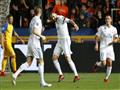 الفرنسي كريم بنزيمة بعد تسجيله لفريقه ريال مدريد الاسباني على ارض ابويل نيقوسيا القبرصي في دوري ابطال اوروبا لكرة القدم في 21 تشرين الثاني/نوفمبر 2017 في نيقوسيا