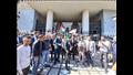 أعلام فلسطين ترتفع أمام مجمع محاكم الإسكندرية