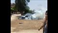 كتلة لهب وسحابة دخان.. تفحم سيارة بسبب الحر في الغربية- صور