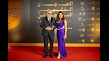 روجينا وأشرف زكي على السجادة الحمراء بالمهرجان الخليجي السينمائي