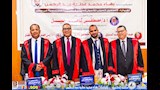 الباحث مع لجنة الحكم والمناقشة على رسالة الدكتوراة