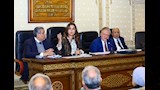 الدكتورة منال عوض خلال اجتماع لجنة الخطة والموازنة