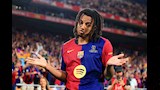 كابشن احتفال كوندي لاعب برشلونة