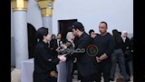 مي نور الشريف في عزاء زوجة نضال الشافعي 