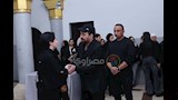 مي نور الشريف في عزاء زوجة نضال الشافعي 