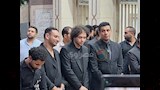 مصطفى كامل نقيب الموسيقيين ومحمود الليثي وحمادة الليثي يستقبلان المعزين في أحمد عامر