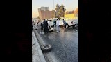 حادث تصادم سيارة أجرة وربع نقل أعلى كوبري قها (4)