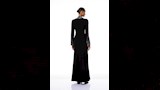 اختارت مفيدة شيحة فستانًا أسود طويلًا من دار الأزياء Miss Rosier،